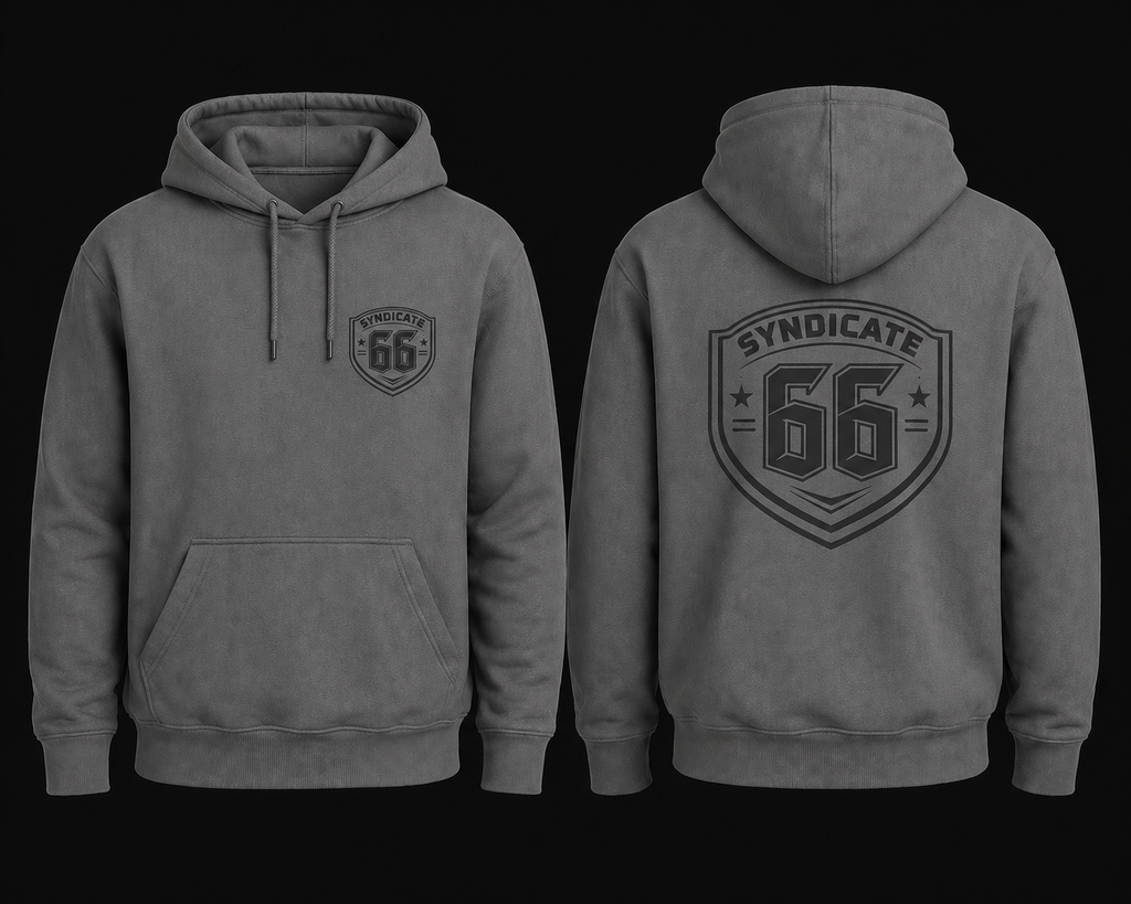Syndicate 66 Hoodie — Grey on Grey Pullover