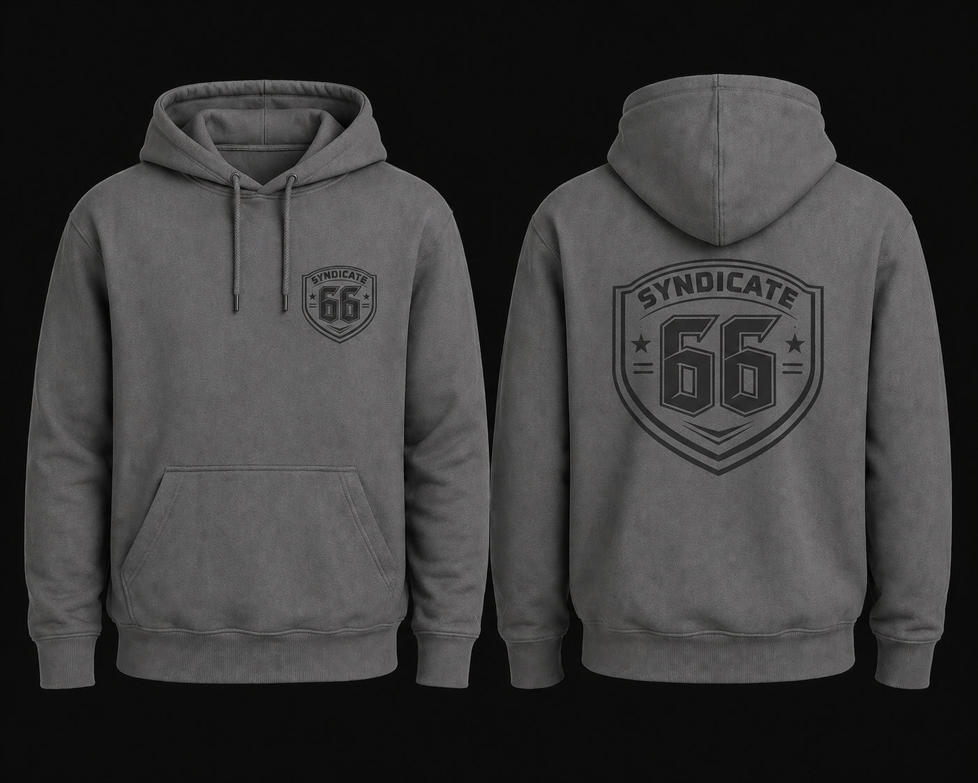 Syndicate 66 Hoodie — Grey on Grey Pullover